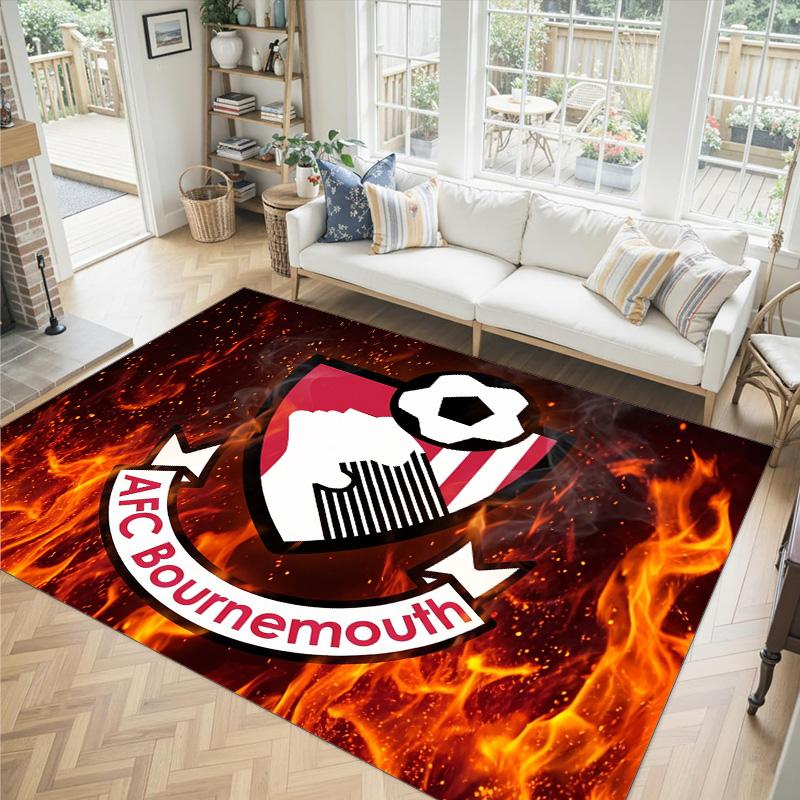 Bournemouth Football Design Crystal Velvet Carpet Cozy Non?Slip Printed Rug For Bedroom Living Room Entrance