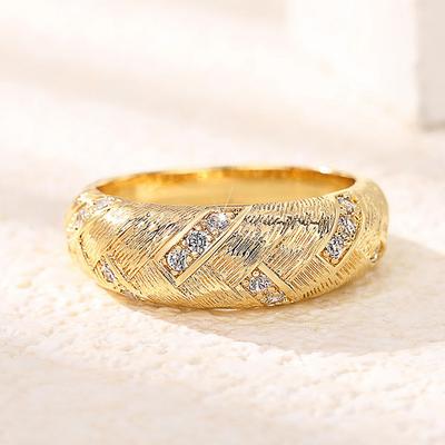 Huitan Anelli di Fidanzamento Matrimonio Nuovi per Donne Chic Design a Treccia Lussuosi Colore Oro Anelli Femminili Gioielli Statement da Festa Drop Ship