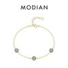 Pure 925 Sterling Silver Luxury Turquoise Blue Eyes Clear Cubic Zircon Crystal Link Chain Bracelet For Women Fine Jewelry