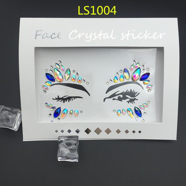 1pc Face jewels Gems Temporary Tattoo Face Jewels Festival Party Body Gems Rhinestone Flash Tattoos Stickers Body Make Up