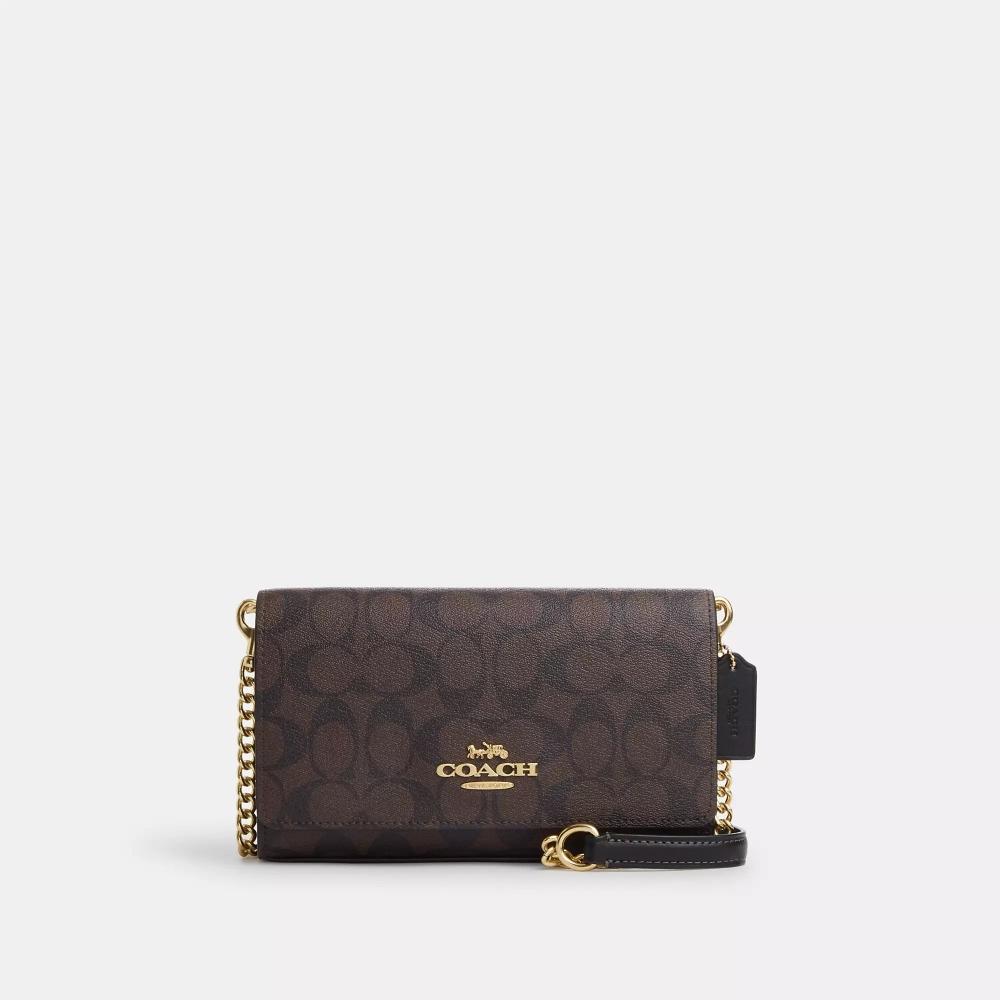

Coach Кроссбоди с клапаном из канвы Signature золотисто-коричневый черный