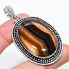 Banded Agate Gemstone Handmade 925 Sterling Silver Jewelry Pendant 2.60" KJ-69