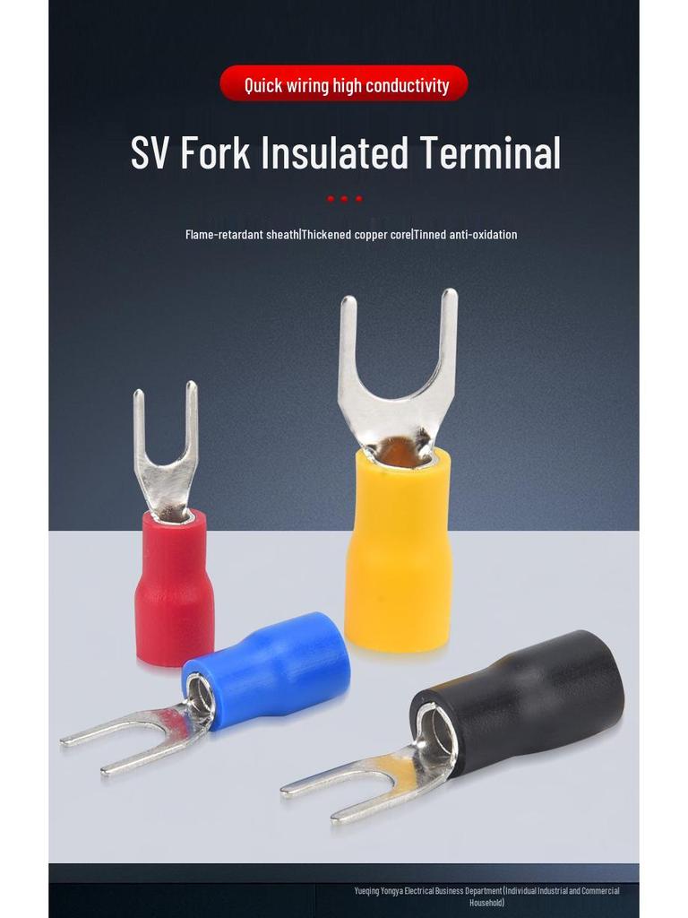 SV Insulated Copper Wire U/Y Fork Lugs: Pre-insulated Purple Terminal Ear Crimps