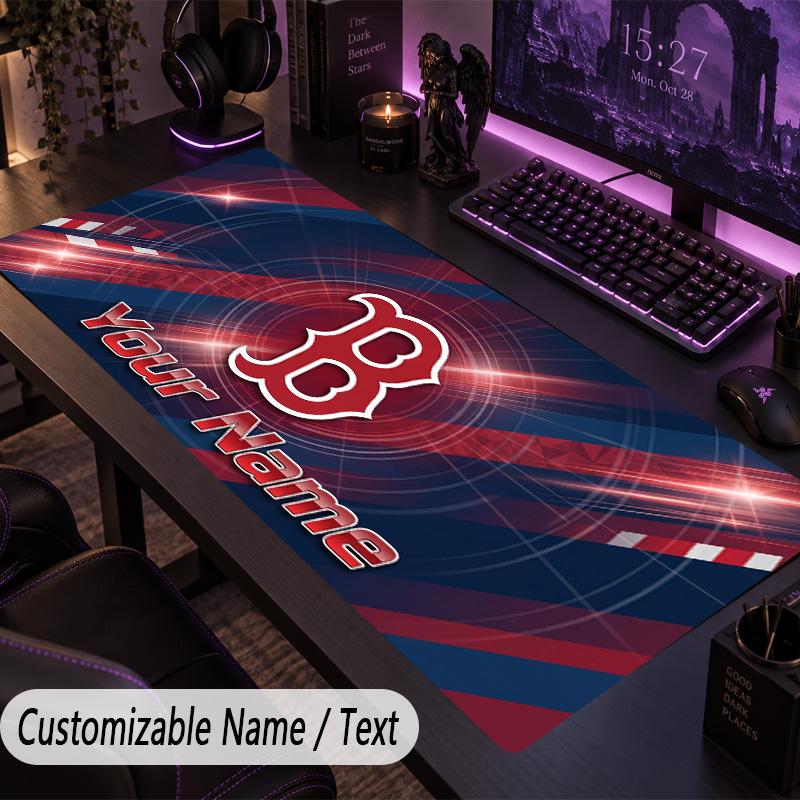 Large Mouse PadBoston Red Sox Custom Name Text Personalized Desk Mat Non Slip Gaming Pad