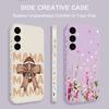 Pink Flower Pattern Lanyard Phone Case For Samsung Galaxy A57 A17 A56 A16 A55 A15 A36 5G S25 FE S26 S24 S23 S22 Ultra Soft Cover