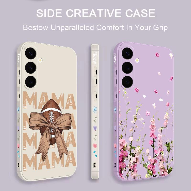 Pink Flower Pattern Lanyard Phone Case For Samsung Galaxy A57 A17 A56 A16 A55 A15 A36 5G S25 FE S26 S24 S23 S22 Ultra Soft Cover