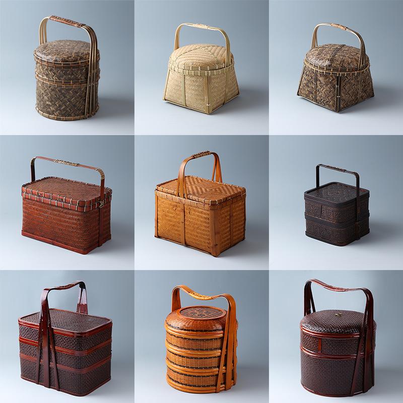 Handmade Bamboo Storage Basket with Lid - Mooncake & Tea Ceremony Gift Box