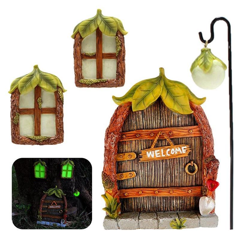 Fairy Window and Door Hangers, Resin, Courtyard Garden, Shining Fairy Window and Door, Tree Hangers, Tree Decoration