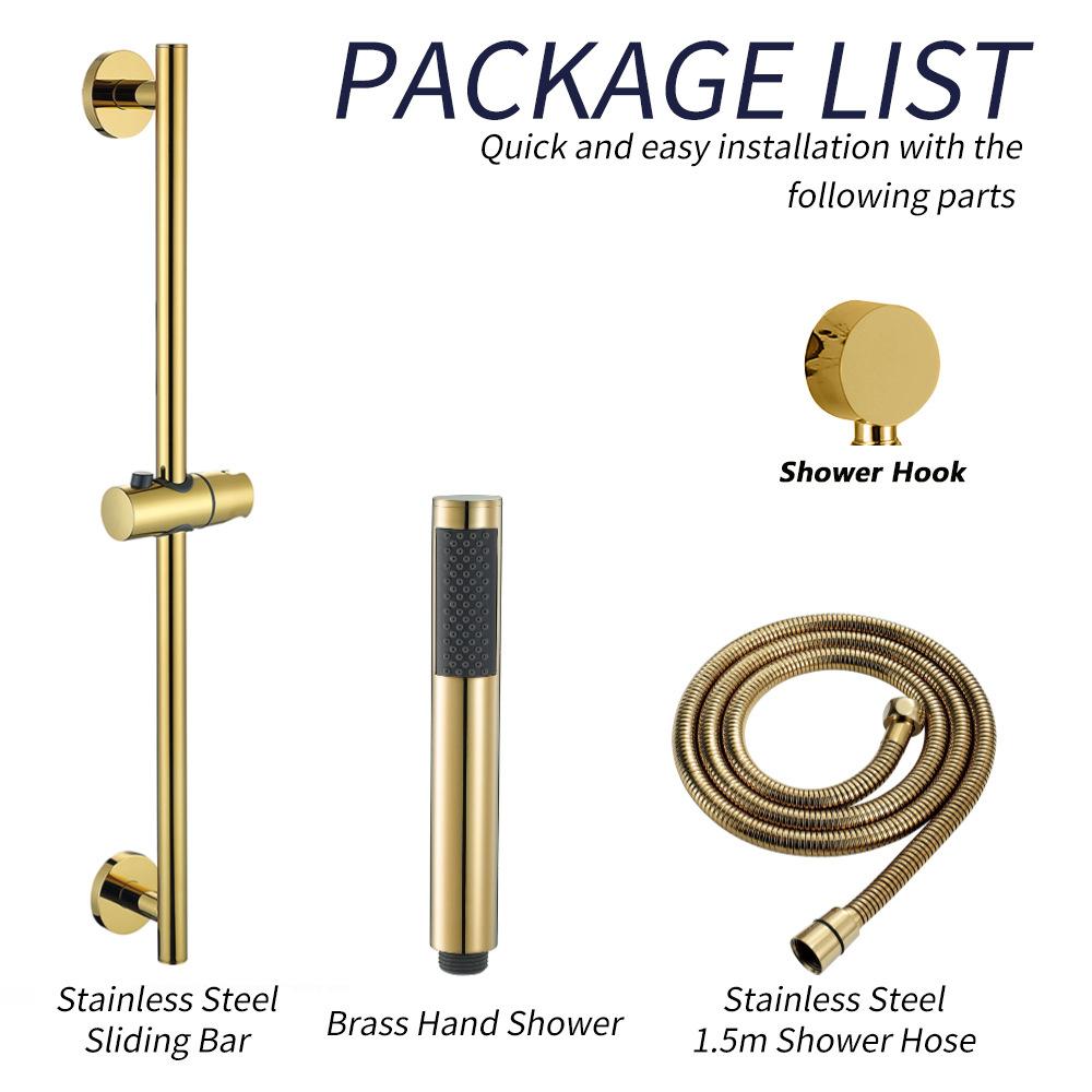 Solid Brass Hand Shower Head Set with Shower Rod and Hose Water Saving Hand Shower
