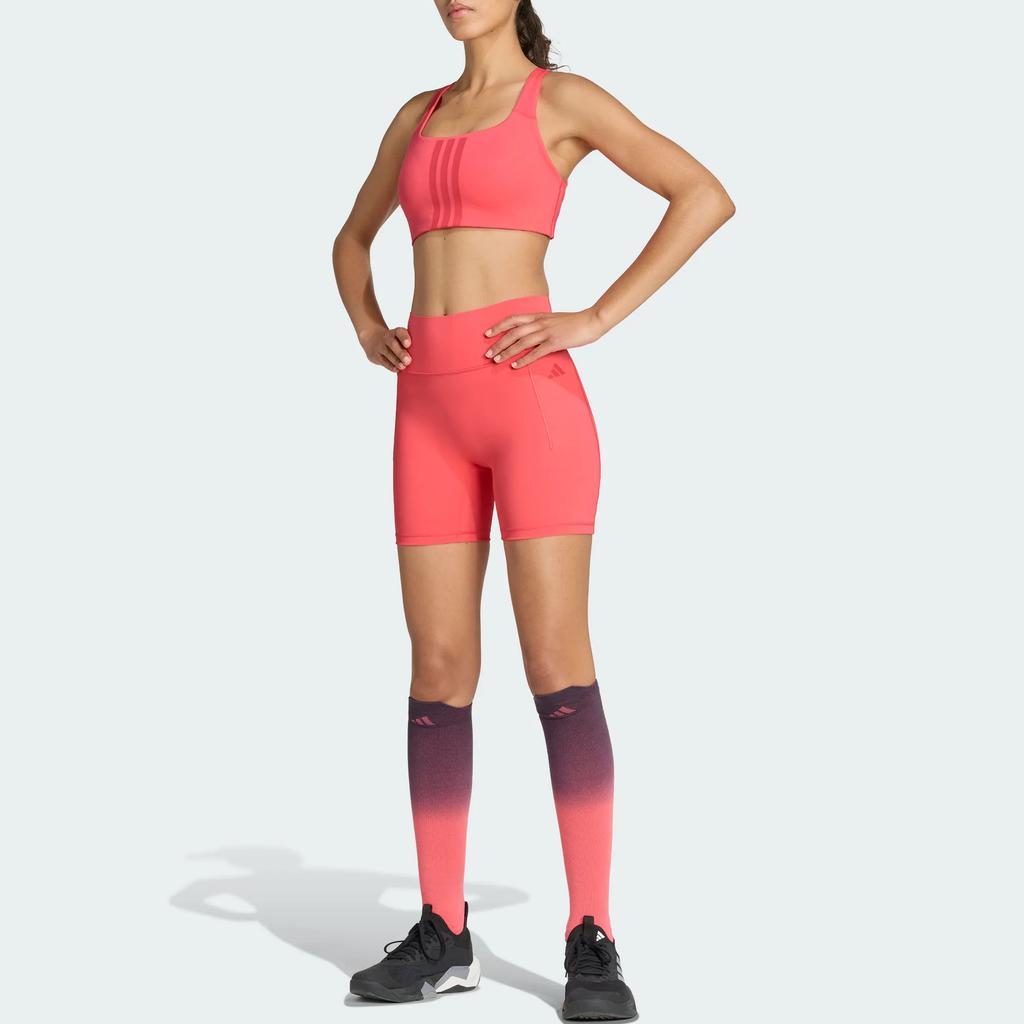 Women's Shorts Adidas Optime Sports Shorts Women's Swirl Neon Red