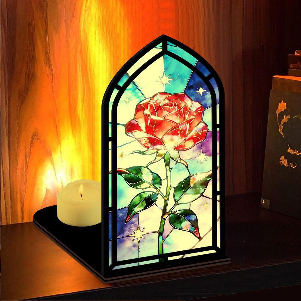 Multicolor Candle Holder Gothic Arch Design Tabletop Holder Creative Book Nook  Tabletop Display