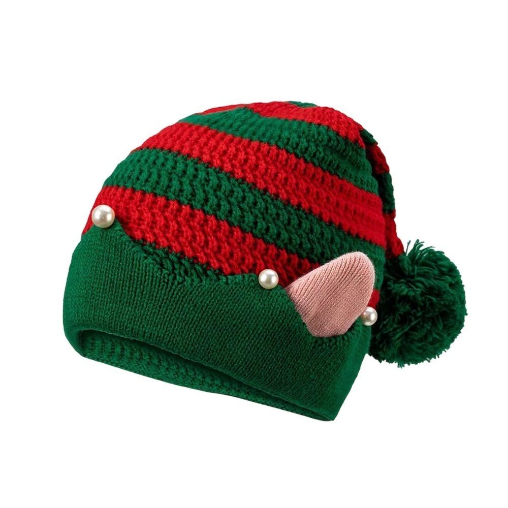 

Striped Pattern Christmas Hat Knitted Knitted Hat Christmas Holiday Gift Elf Santa Cap New Year F