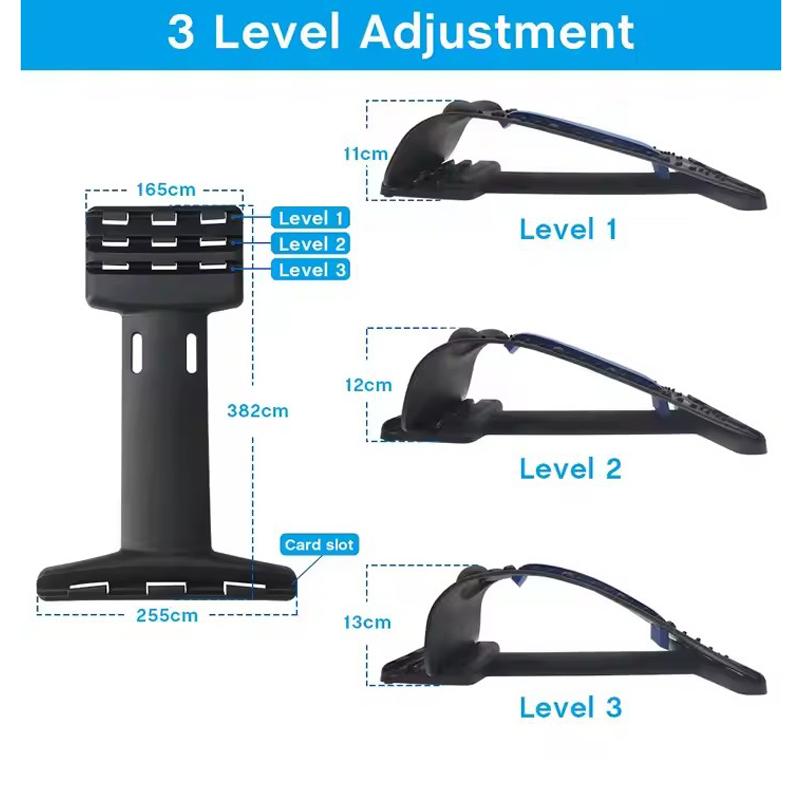 4Level Neck Stretching Stretcher Magnetic Therapy Adjustable Lumbar Massager Spine Reclining Cushion Support Cervical Spine Back