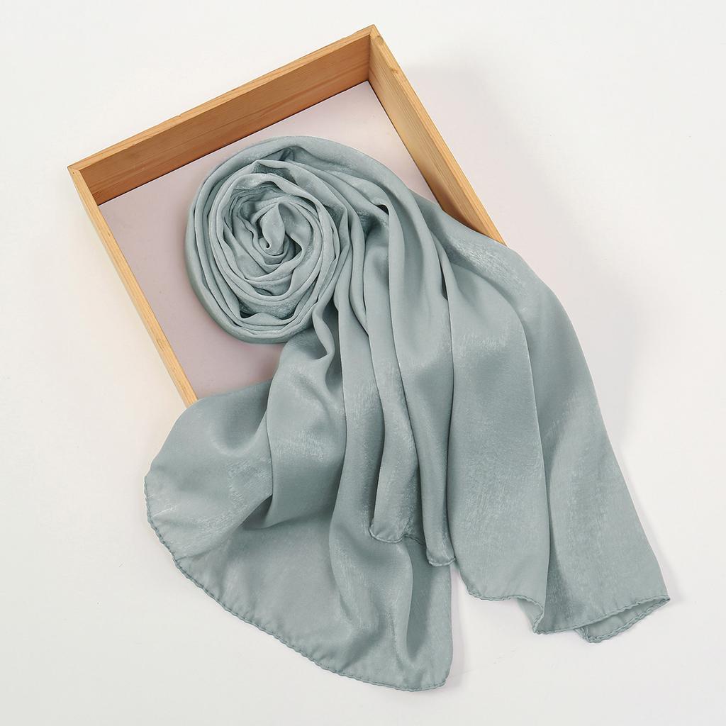 Premium Shiny Hijab Silk Scarfs Woman Muslim Hijab Head Scarf Headwraps Fashion Bufandas Silk Scarves Shawl Headband