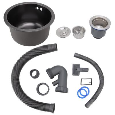 Mini-Spülbecken, rund, für die Küche, Bar, Edelstahlbecken, Einzelschüssel mit Abflusszubehör für Zuhause, Schwarz