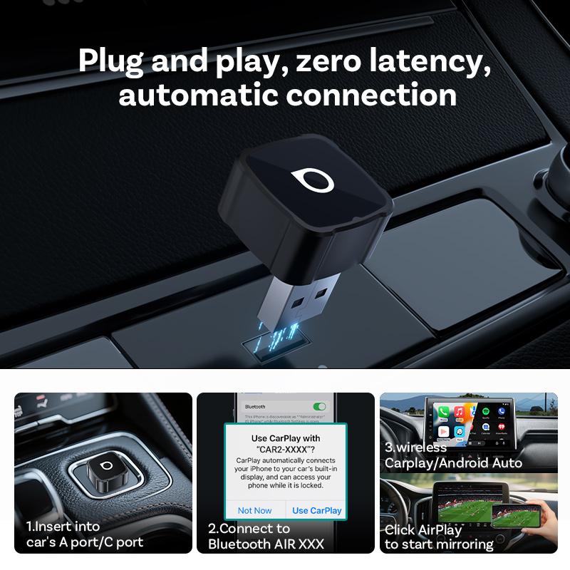 OTTOCAST MINI AIR Cube 4.0 Wireless CarPlay Android Auto 3 In 1 Adapter Screen Mirroring Car Accessories for Youtube Tiktok Hsgql22 Lmjp0