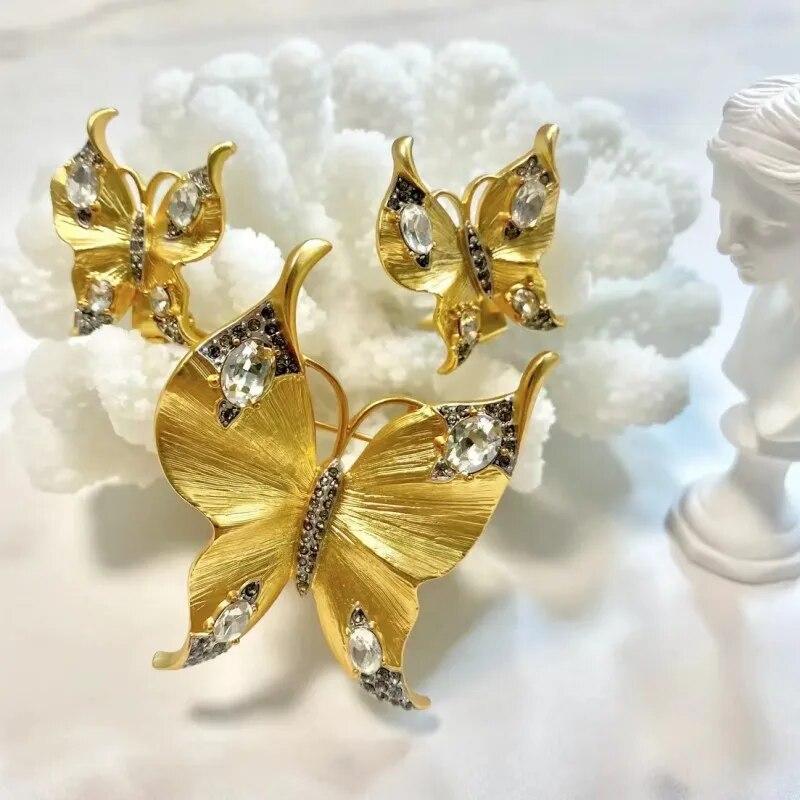 

Винтажные серьги-гвоздики с бриллиантами и бабочкой, брошь-зажим для ушей, аксессуары