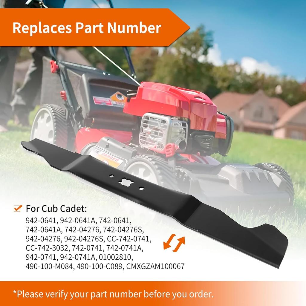 742-0741 High Lift Blade for 21" Deck, 742-04276 Mower Blade Compatible with MTD, Cub Cad et, Troy-Bilt Tuff-Cut 220