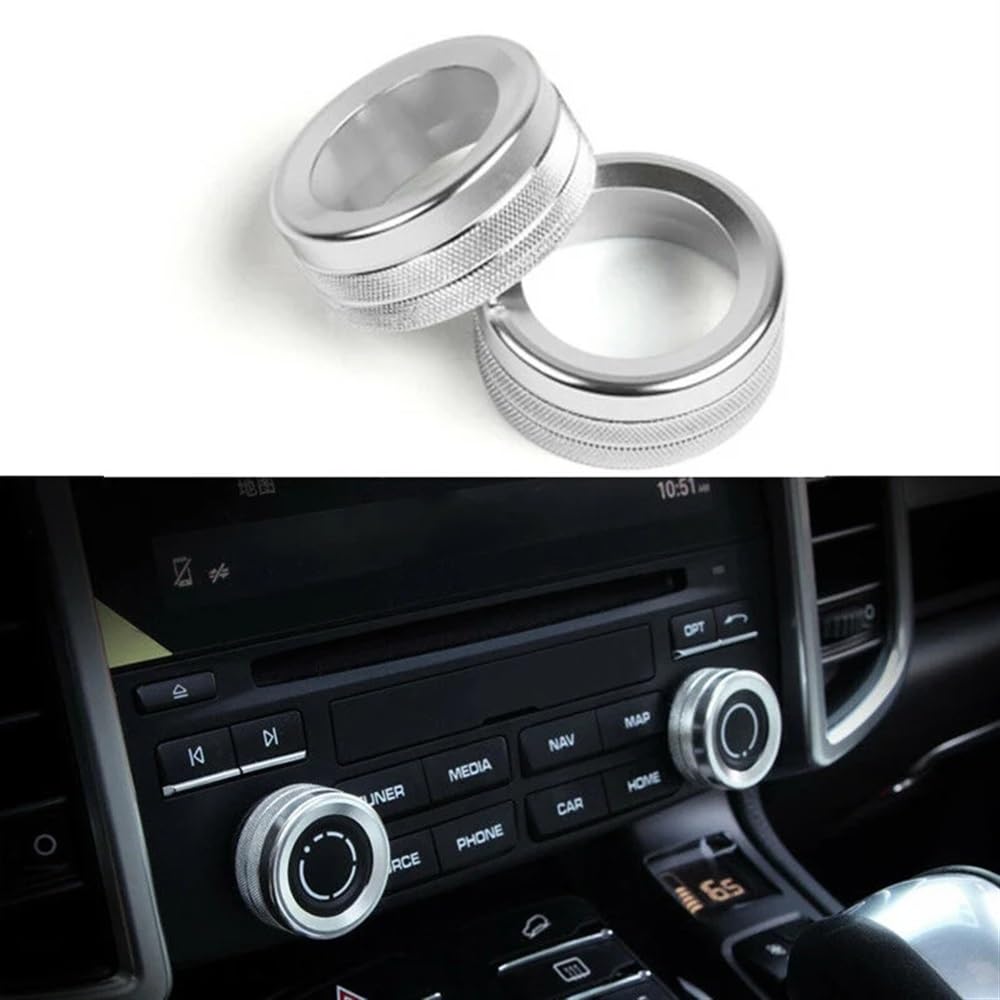 Car Interior Panel Compatible with Porsche 911, Cayenne, Macan, 718, Aluminum Car Volume Radio Knob Trim Cover, Car Button Switch Accessories