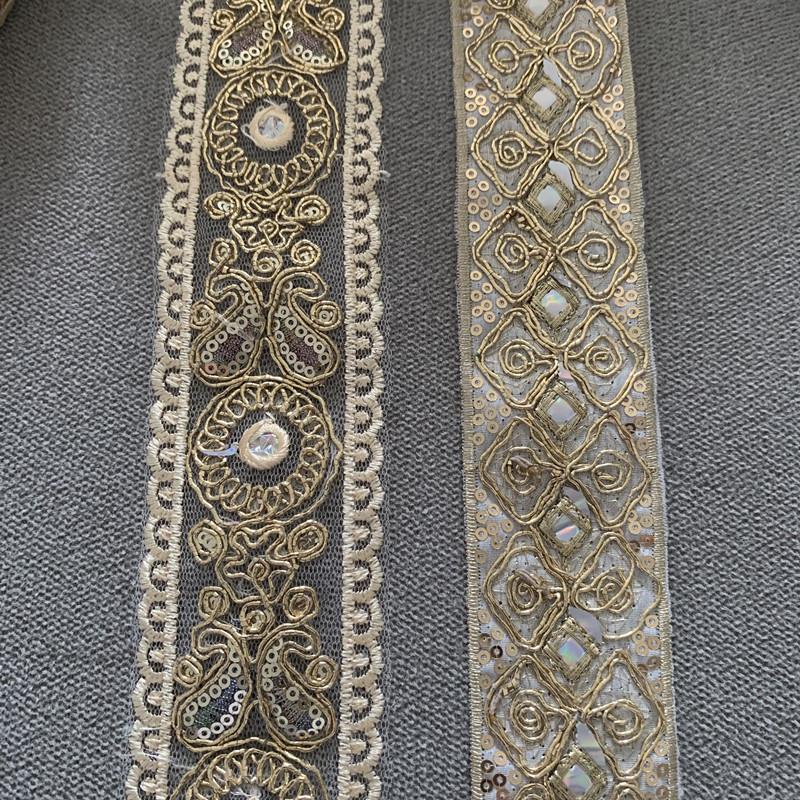 New Arrival 3m/9.84ft each pack white gold laces embroidery trims curtain accessory handmade DIY craft flower for underwear bras dress gift decoration