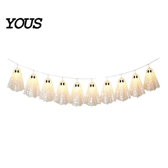 Creative Gift for Kids Halloween Decoration String Lights, with Sequin Fabric Decor, Battery Operated Translucent Three Dimensional Lamps