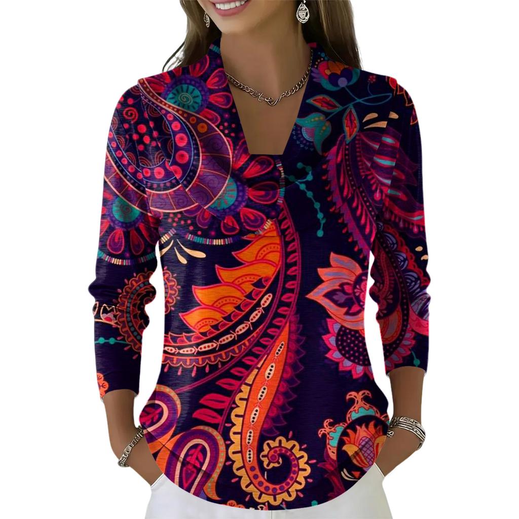 Dámský ležérní a módní svetr s dlouhým rukávem a potiskem, kulatým výstřihem