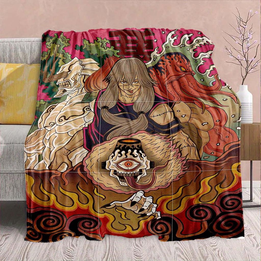 Jujutsu Kaisen Anime Flanelldecke - Weich Warm Perfekt für Sofa, Bettwäsche Camping Reise Büro Heimdekoration -QJY