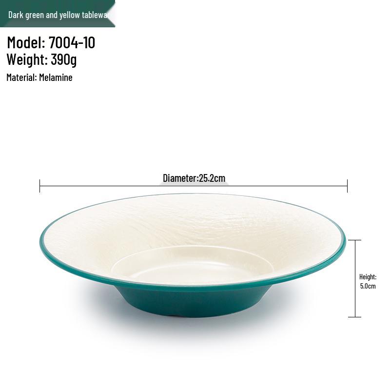 Melamine Straw Hat High-Footed Deep Plate for Pasta, Cold Dishes, and Mixed Noodles - Restaurant Tableware