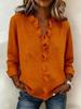 Spring Women's Wood Ear Trim Long Sleeve Cotton Shirt