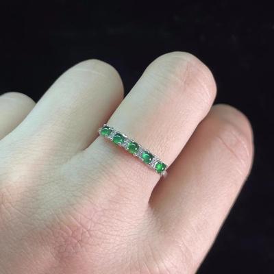 Natural Jade Chalcedony Green Rings for Women Fresh Round Single Row Ring Exquisite Fashion Party  Fine Jewelry