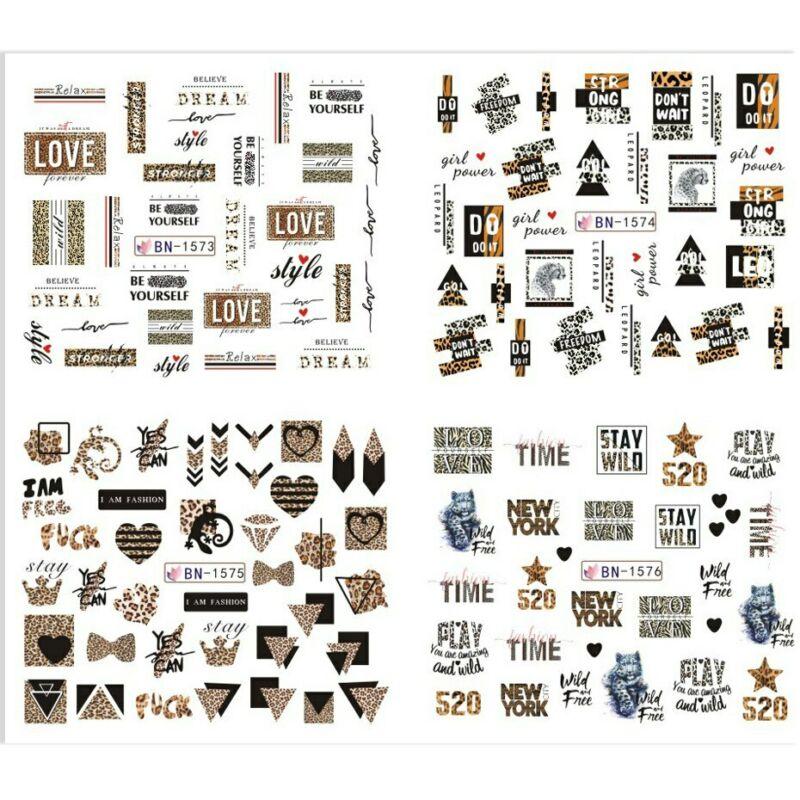 12 Designs Leopard Print Nail Art Stickers Animal Water Transfer Sliders Decals