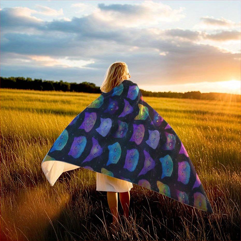 Colorful Cat Print Flannel Blanket, Soft and Warm Throw for Napping, Sofa Camping & Travel – Versatile Gift for All Seasons