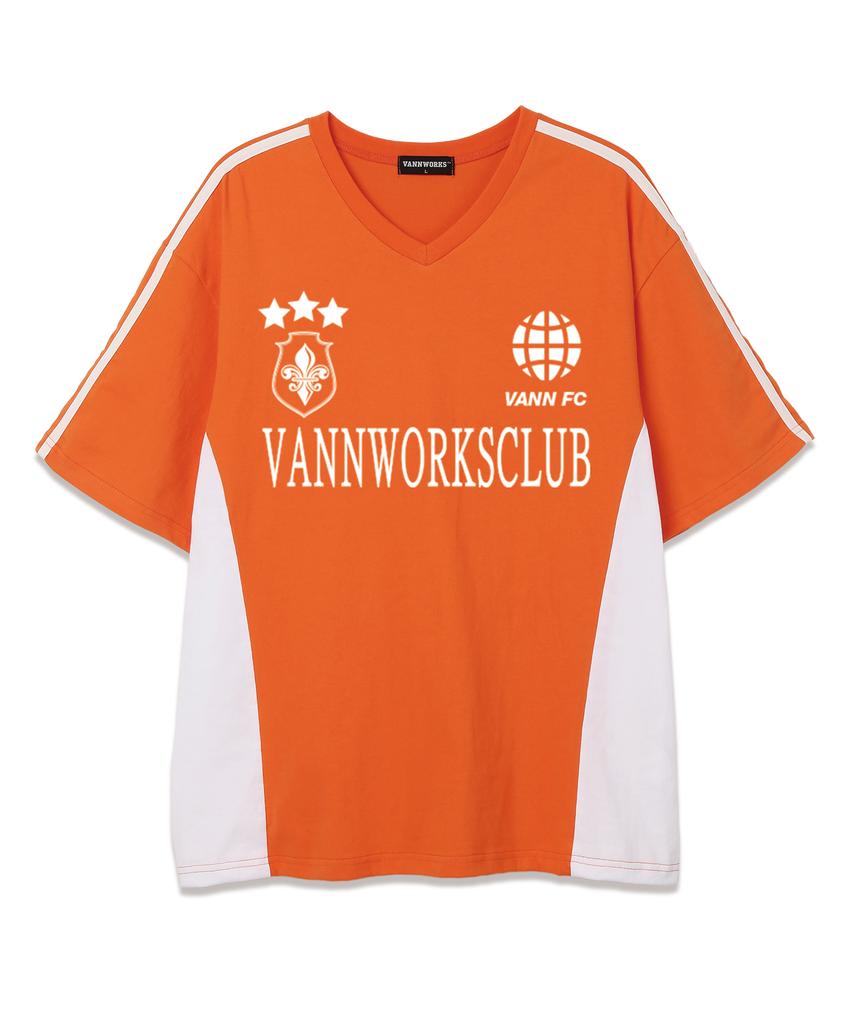 VANNWORKS Sporty Blockcore V-Neck Short Sleeve T-Shirt (Vs0033) Orange