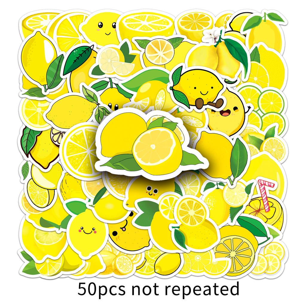 50 Lemon Doodle Personality Cartoon Fruit Children's Gauze Decorative Skateboard Suitcase Stickers Waterproof