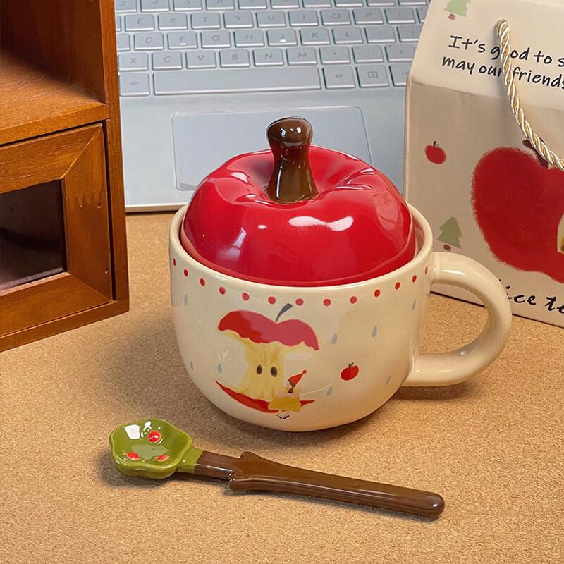 Cute Ceramic Mug with Lid  Spoon