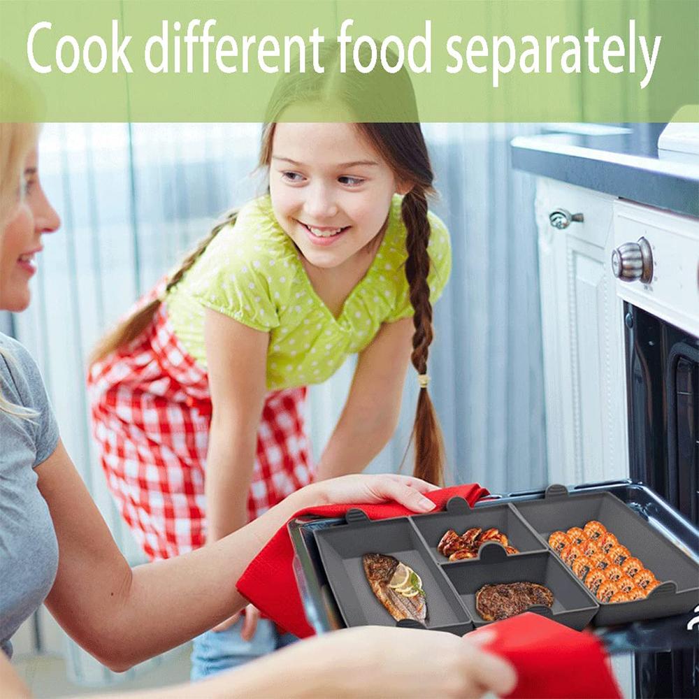 Air Fryer Silicone Baking Pan Nonstick Sheet Pan Dividers Cooking Bakeware Accessories Reusable Baking Trays For Oven Safe