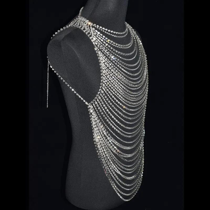 Fashion Luxurious Men Women's Body Chain Underwear With Rhinestone Banquet Stage Performance Party Clothing Jewelry Accessories