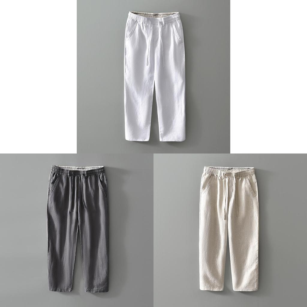 Mens Linen Casual Pants With Drawstring For Summer Comfort And Breathability