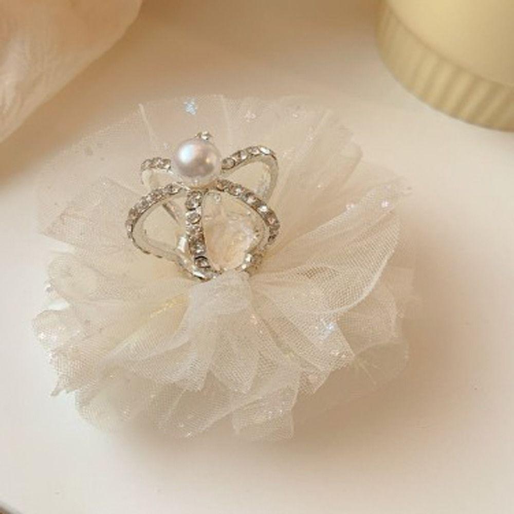 Girls Children's Princess Hairpin Mesh Baby Hairpin Crystal Lace Little Girl Crown Hair Accessories Tiara And Crowns