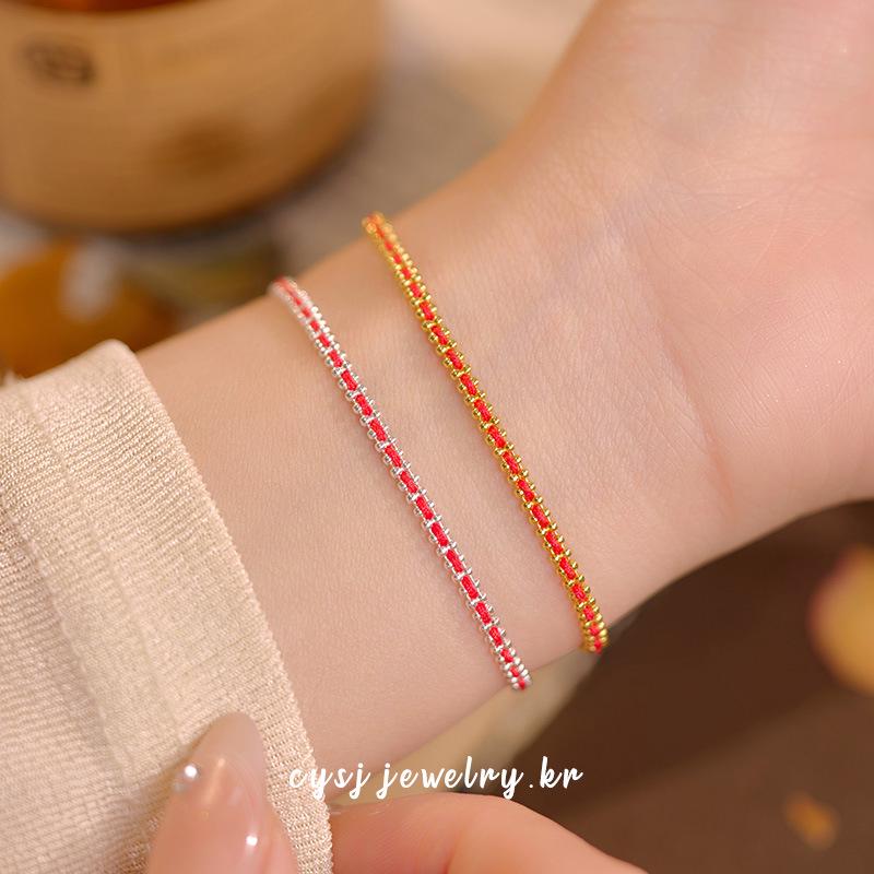 Cui Yan S925 Sterling Silver Korean-Style Zodiac Red Rope Bracelet for Women - Light Luxury, Simple Design, Hot-Selling Hand Jewelry.