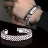 Stainless Steel Braided Double Row Front and Rear Fish Scale Alloy Magnetic Buckle Bracelet with Keel Jewelry Gifts Wholesale