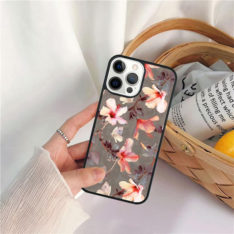 Tropical Flowers Phone Case For iPhone 17 Air 16 15 14 11 12 13 Pro  MAX Plus coque Cover Shell