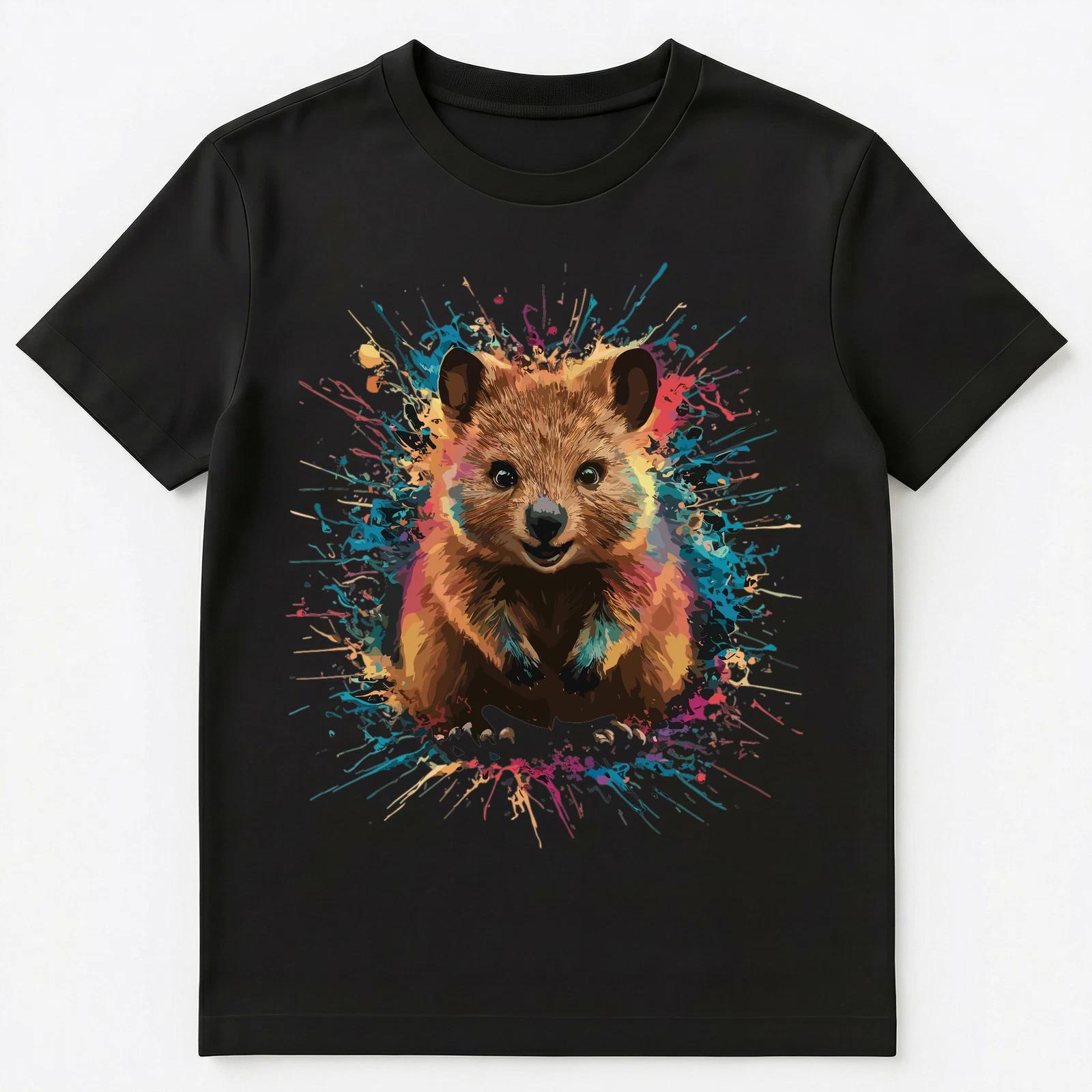 Colorful Paint Splash Quokka Art Graphic Unisex T-Shirt M