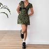 European and American Summer New Women's Sexy Floral V-color A-shaped Skirt