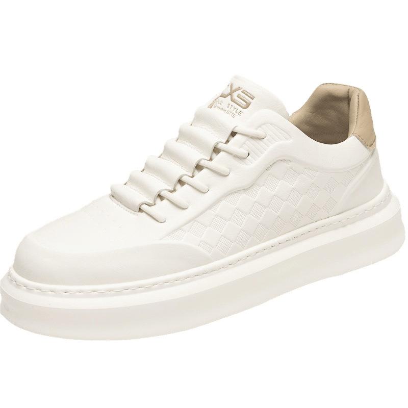 Men's white shoes daily leisure work versatile microfiber leather panel shoes low-top platform sports high-quality men's shoes