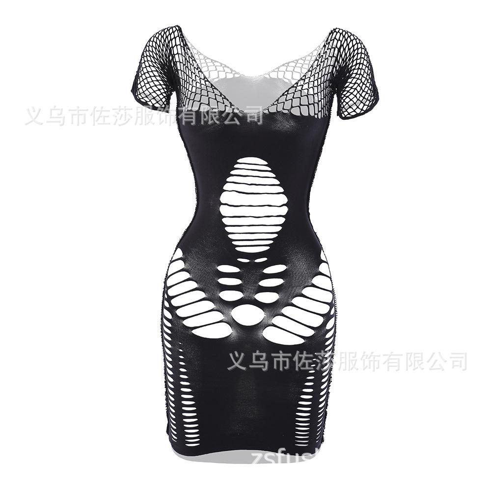 Sex underwear sexy fishing net mesh hip skirt one-piece tube top hollow perspective set