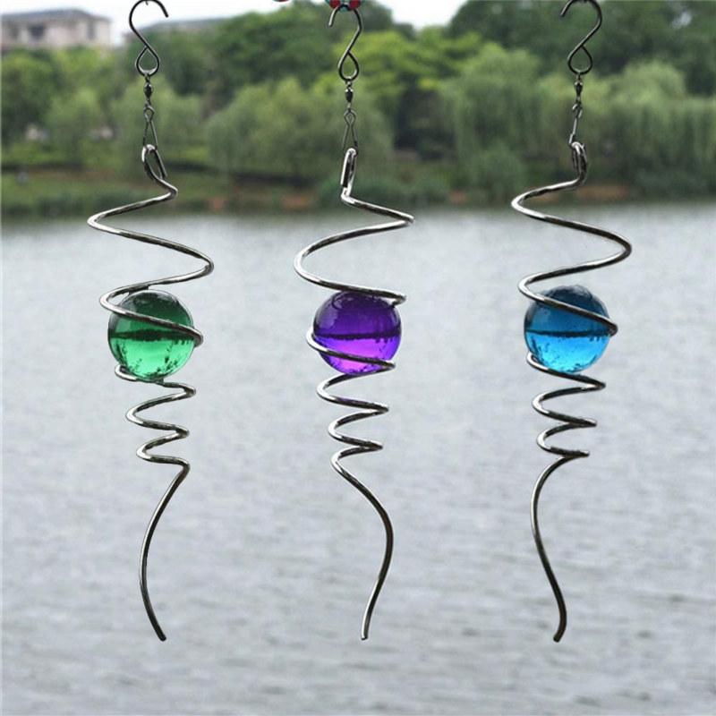 Kule med spiralhale vindspinner stabilisator rustfritt stål glasskule med hengende svivelkrok innendørs utendørs dekorativ