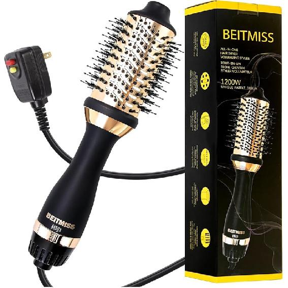 Blow Hair Dryer Brush: Detachable 4-in-1 with Ionic Technology, Brush-Blow-Dryer Oval Barrel with Ionic Technology Fluffy, Belowout-Hair-Volumizer 4 inches