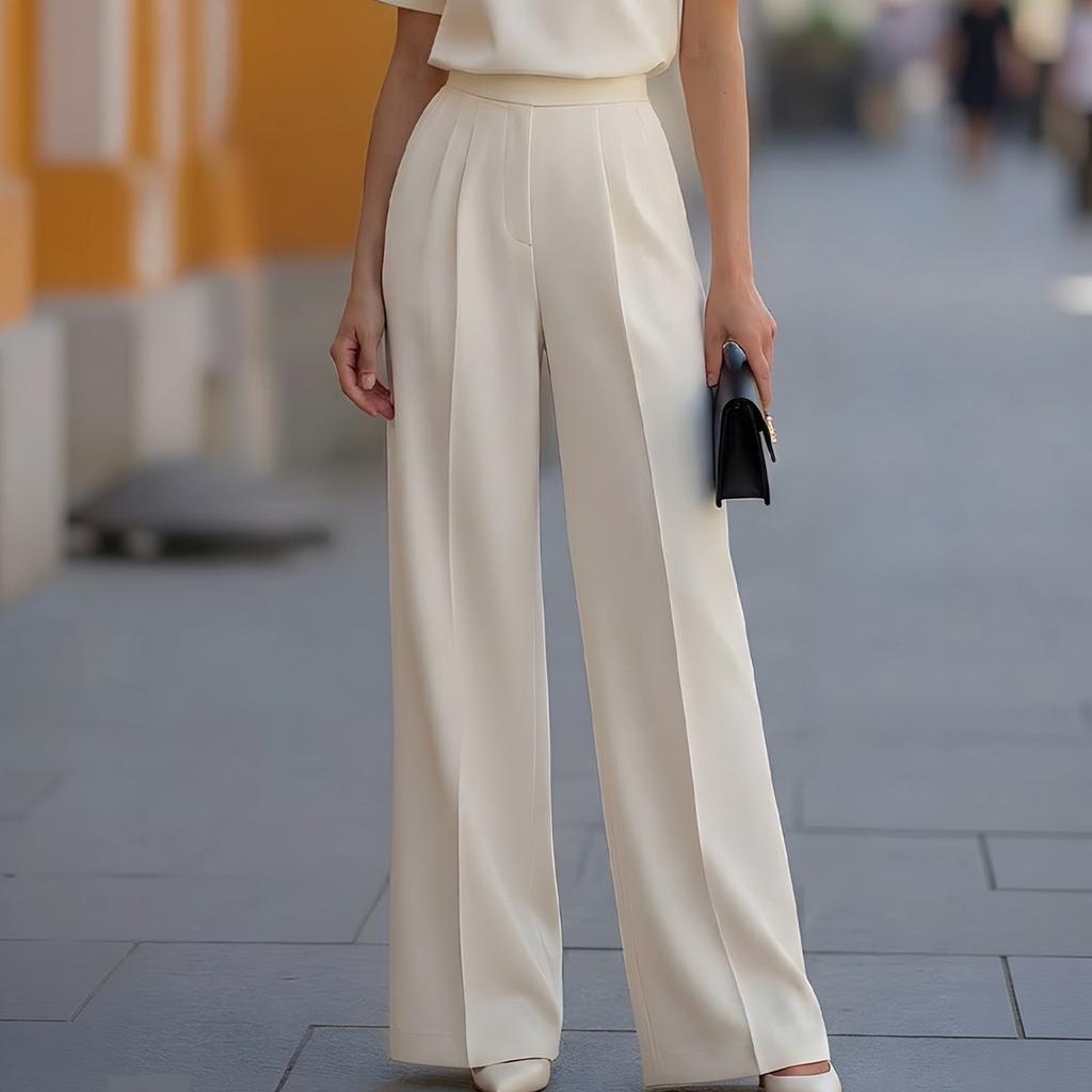Women's High Waist Straight Leg Drape Dress Pants for Work