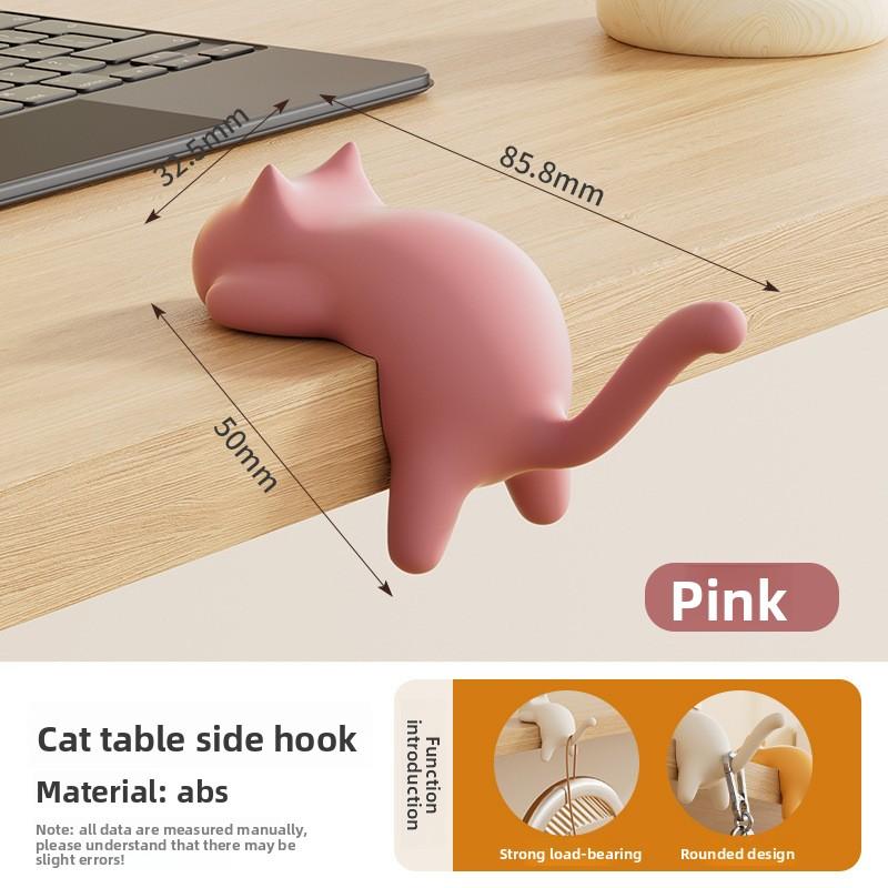 3pcs Portable Cute Cat Bag Hook Organizer Table Hook Handbag Backpack Holder for Home Office Desk Side Decor Travel Bag Hanger